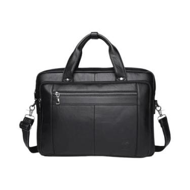 Imagem de Pasta Executiva Masculina De Couro Genuíno Preto Para Laptop De 16 Pol