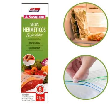 Imagem de Sacos Herméticos 3L Sanremo Zip Lock c/ 8 Unidades
