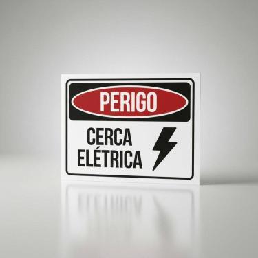 Imagem de Placa Acm Perigo Cerca Elétrica Atenção 18X23