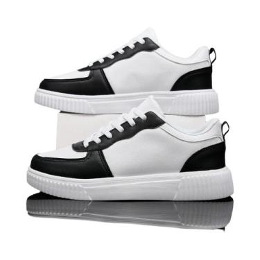 Imagem de Tênis Casuais Masculinos Brancos Para Skate, Moda, Caminhada Ao Ar Liv