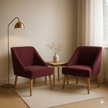 Imagem de Kit 02 Cadeiras confortaveis Liz Suede Bordo pés palito - Sonho das Po