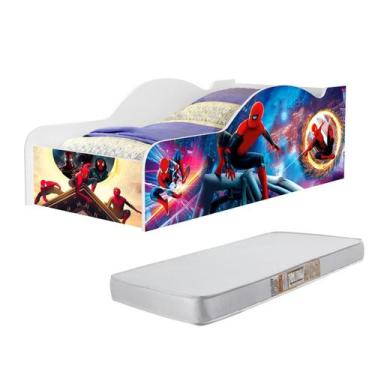 Imagem de Mini Cama Infantil Juvenil Carro Com Proteção Lateral Adesivada MDF De