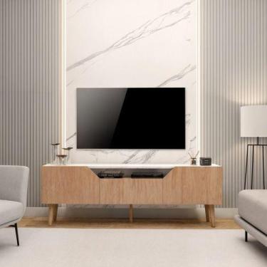 Imagem de Rack Moderno Tv Até 65 Polegadas Pés De Madeira Cor Branco - Deltre, B