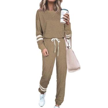 Imagem de Conjunto de Moletom PRETTYGARDEN Dois Peças Casual Caqui G