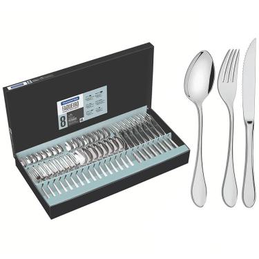 Imagem de Faqueiro Tramontina Italy Aço Inox Facas Para Churrasco Forjadas 6mm Alto Brilho 48 Peças 66932144