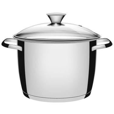 Imagem de Caldeirão Tramontina Allegra 22 Cm 5,5 L Em Aço Inox Com Fundo Triplo E Tampa De Vidro 62655224