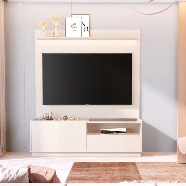 Imagem de Rack com Painel para Tv 75 Polegadas 100% Mdf 187cm Vitoria Regia Off White