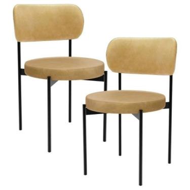 Imagem de Kit 02 Cadeiras Estofadas Para Sala De Jantar Louvre L02 material sint
