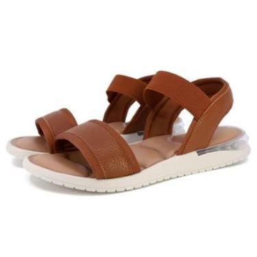 Imagem de Sandália Usaflex Plataforma Couro Marrom Elástico AH1316-Feminino