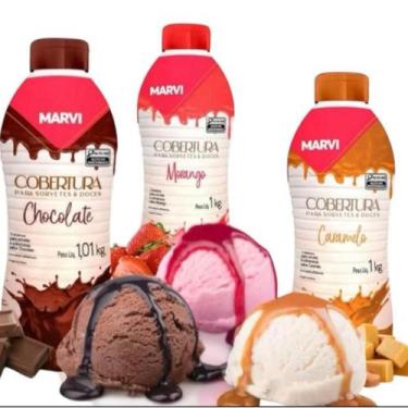 Imagem de Cobertura Líquida para Sorvete Marvi 1 KG Diversos Sabores, Combo 1 de