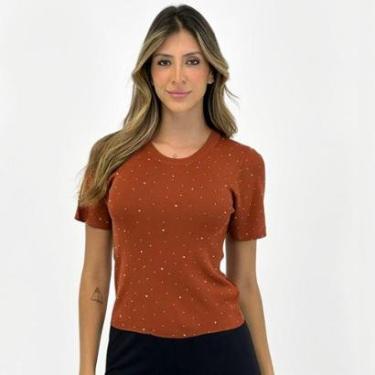 Imagem de Blusa 3RD Tricot com Strass Manga Curta Feminina-Feminino