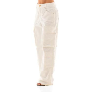 Imagem de Calça Collor Feminina Arauto Wide Cargo, Off white, 42