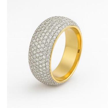 Imagem de Anel Aparador Largo Dourado Zircônias em Aço Inoxidável 360L Tamanho:2