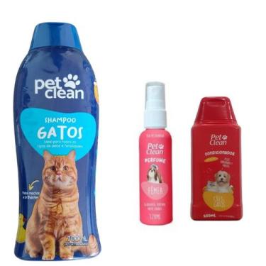 Imagem de Kit POP Pet Clean Shampoo + Perfume + Condicionador Pet Cães, Gato + P