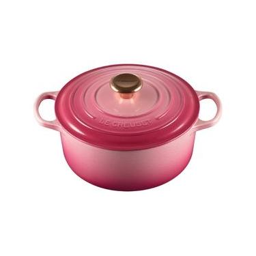 Imagem de PANELA REDONDA LE CREUSET 24CM SIGNATURE COM PEGADOR COBRE ROSA BERRY 21177244394445