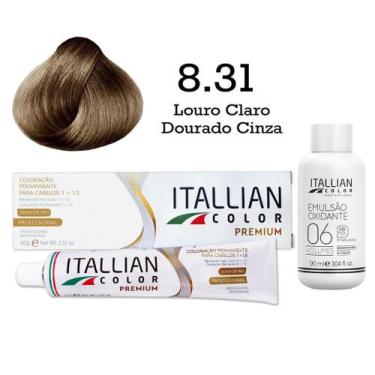 Imagem de Coloração 8.31 Louro Claro Dourado Cinza Oxi 06 Volumes 90ml  Itallian