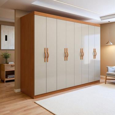 Imagem de Guarda Roupa Casal 8 Portas 6 Gavetas 100% Mdf Serenata Amêndoa Clean/ Off White