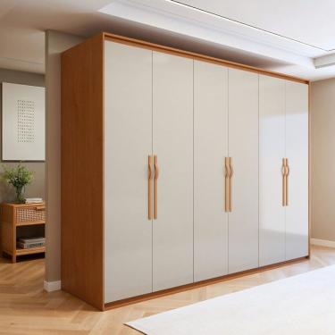 Imagem de Guarda Roupa Casal 6 Portas 6 Gavetas 100% Mdf Suavitá Amêndoa Clean/ Off White