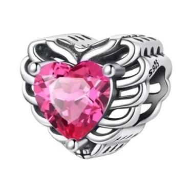 Imagem de Pingente De Prata 925 Com Coração E Flor Para Casais, Para Pulseira De