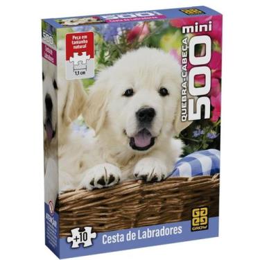 Imagem de Mini Quebra-cabeça 500 peças Cesta de Labradores - Grow