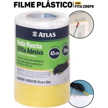 Imagem de Plástico Proteção Pintura 45cm x 20m Atlas Acabamento Profissional Obr
