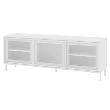 Imagem de Rack para TV até 55 Polegadas 3 Portas de Vidro 2 Prateleiras Refresh BR149 Branco - BRV Móveis