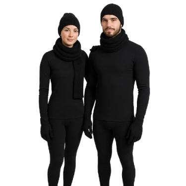 Imagem de Kit Frio Conjunto Termico Pelinho Elasticidade Segunda Pele Unissex com touca luva e cachecol (FEMININO PRETO, G)