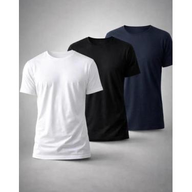 Imagem de Kit 3 Camisetas Básicas Masculinas 100 Algodão Manga Curta Alta Qualid