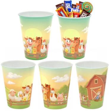 Imagem de Kit com 5 Copos Festa Infantil Fazendinha 280ml Lembrancinha p/ Sacoli