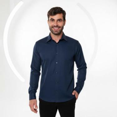 Imagem de Camisa Social Masculina Manga Longa Slim Fit Premium Elastano - Volgue