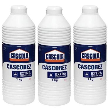 Imagem de Cola Líquida Branca Escolar Extra Forte 1kg 3 Unidades - Cascorez