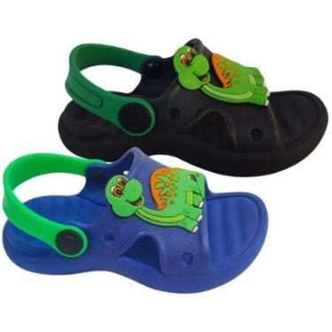 Imagem de Papete Infantil Masculina Chinelo Menino Sandália Dino Escolar Volta Aulas Confortável Dinossauro-Masculino