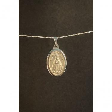 Imagem de Pingente Floratta Joias Nossa Senhora Aparecida Oval Aço Inox 2,3CM X 1,7CM Prata para Uso Diário