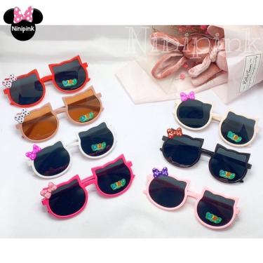 Imagem de Óculos de Sol Infantil OEM Gatinho com Lacinho Proteção UVA UVB Armação Flexível Alta Durabilidade