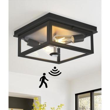 Imagem de Luminária de Teto com Sensor de Movimento Lynnoland 31 cm Preta com Co