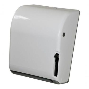 Imagem de Toalheiro Alavanca para Papel Bobina 20CM X 100-200 METROS com Visor e Fechadura Plástico ABS Branco-Cinza Higipack