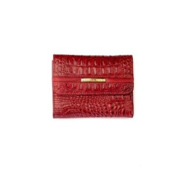 Imagem de Carteira feminina pequena de couro croco Jade-Feminino