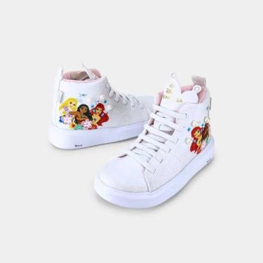 Imagem de Tênis Botinha Infantil BIBI Glam Princesas Disney Feminino, Branco, 33