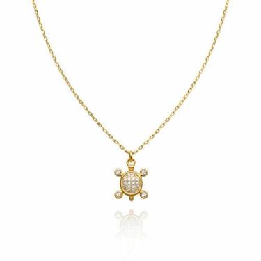 Imagem de Colar Tartaruga Cravejada Zirconia Feminino Banhado a Ouro 18k - WORK 