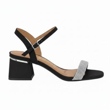 Imagem de Sandália Feminina Salto Baixo Bloco Vizzano Strass Napa 6428.139, Pret