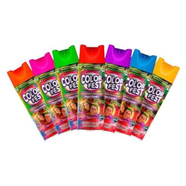 Imagem de Kit 6 Tintas Spray Corpo E Cabelo Colorida Temporária Carnaval Folia -