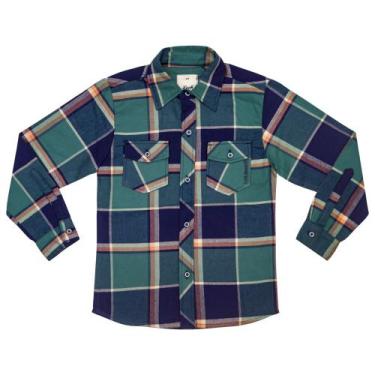 Imagem de Camisa Juvenil Look Jeans Flanela Xadrez Verde, 12