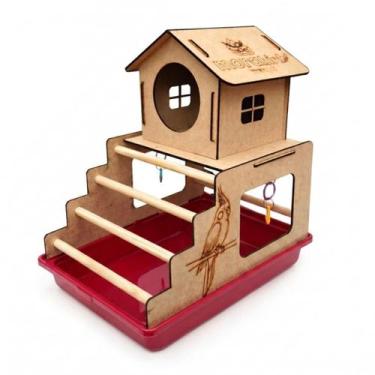 Imagem de Playground Calopsita Mansão Play Com Bandeja Removível - Morapet, Verm