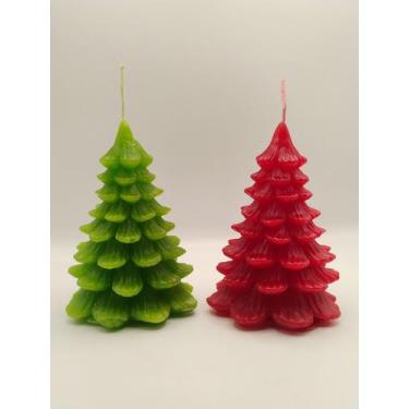 Imagem de Kit Velas Árvore de Natal / Natalina Verde e Vermelha Artesanal Decora