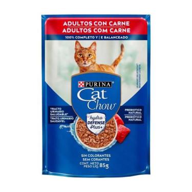 Imagem de Ração Purina Cat Chow Adultos Carne 85g - Embalagens com 15 Unidades