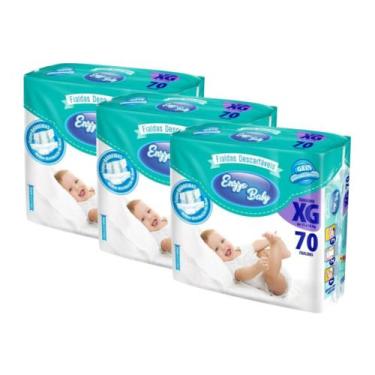 Imagem de Kit 3 Fralda Descartável Enzzo Baby Noturna Infantil XG 70 Unidades At