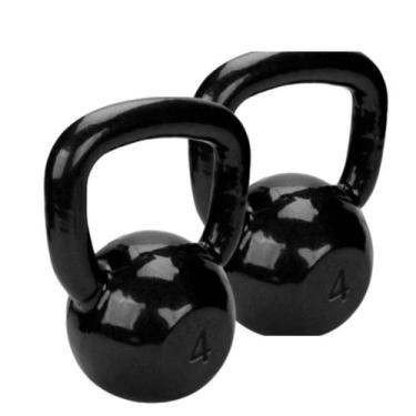 Imagem de 02 Kettlebell Emborrachado 4kg Academia exercício funcional Funcional 