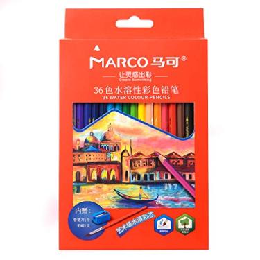 Imagem de Lápis de cor solúvel em água de 36 cores, caixa vermelha lápis de desenho profissional