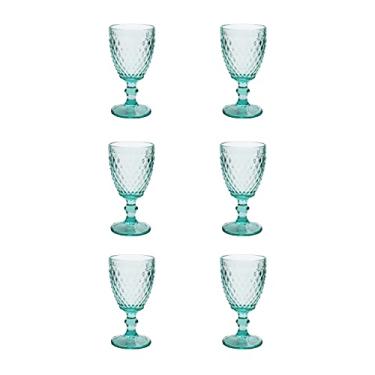 Imagem de Conjunto 6 Taças para Água de Vidro Bico de Abacaxi Lyor Azul Tiffany 260Ml