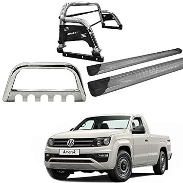 Imagem de Kit Quebra Mato+Estribo ALUMIN+Santo ANT. H3 AMAROK CS CROMO